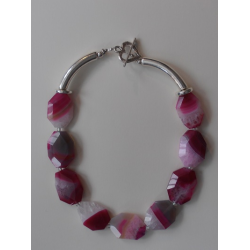 Pink Faceted Agate Necklace 